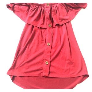 Maroon colored off the shoulders blouse